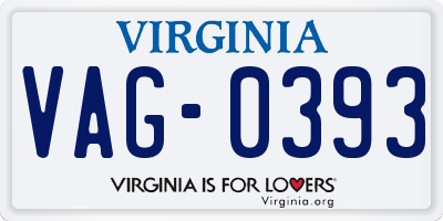 VA license plate VAG0393