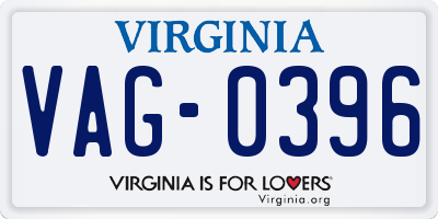 VA license plate VAG0396