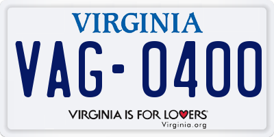 VA license plate VAG0400