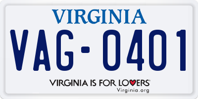 VA license plate VAG0401
