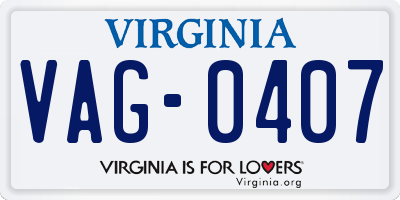 VA license plate VAG0407