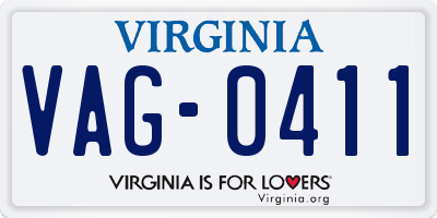 VA license plate VAG0411