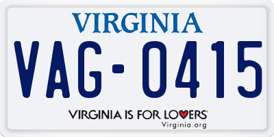 VA license plate VAG0415