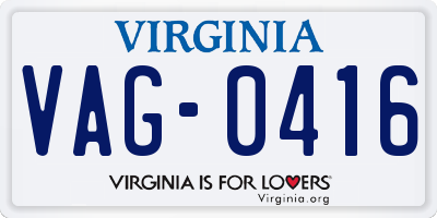 VA license plate VAG0416