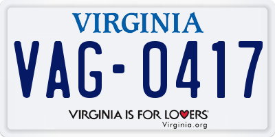 VA license plate VAG0417