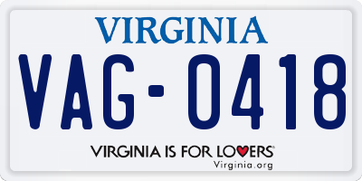 VA license plate VAG0418