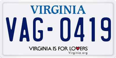 VA license plate VAG0419