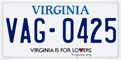 VA license plate VAG0425