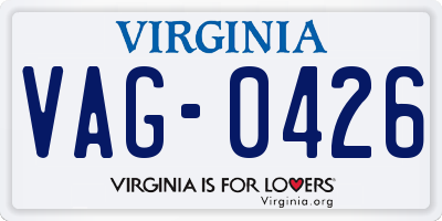 VA license plate VAG0426