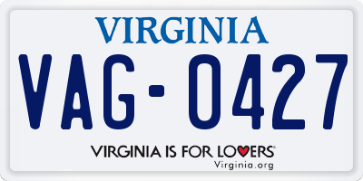VA license plate VAG0427