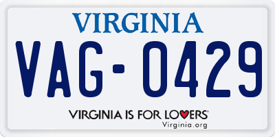 VA license plate VAG0429