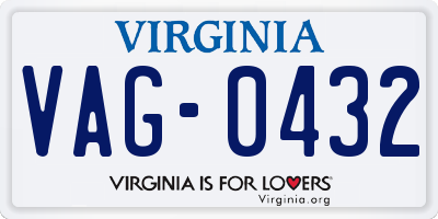 VA license plate VAG0432