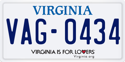 VA license plate VAG0434