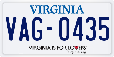 VA license plate VAG0435