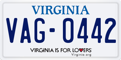 VA license plate VAG0442