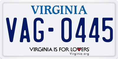 VA license plate VAG0445