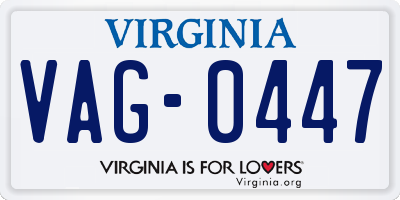 VA license plate VAG0447