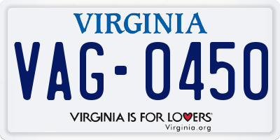 VA license plate VAG0450