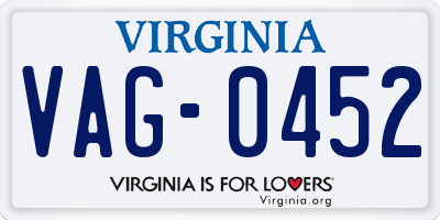 VA license plate VAG0452