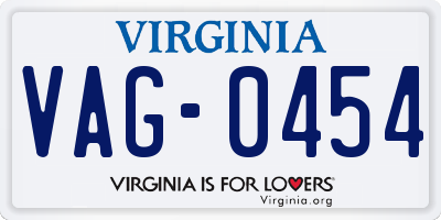 VA license plate VAG0454