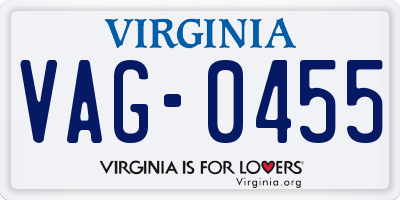 VA license plate VAG0455