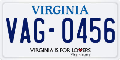 VA license plate VAG0456