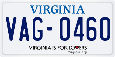 VA license plate VAG0460