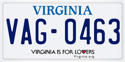 VA license plate VAG0463
