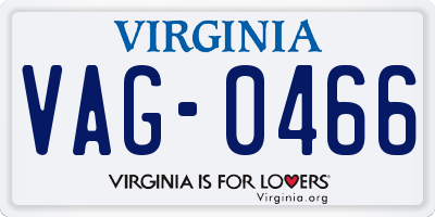 VA license plate VAG0466