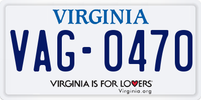 VA license plate VAG0470