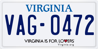 VA license plate VAG0472