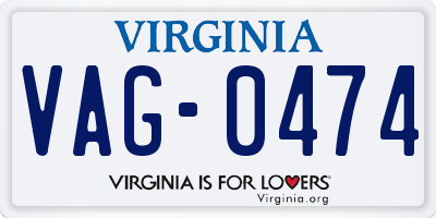 VA license plate VAG0474