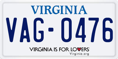 VA license plate VAG0476