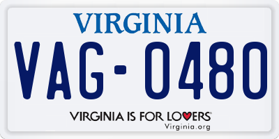 VA license plate VAG0480