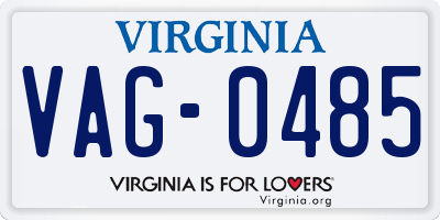 VA license plate VAG0485