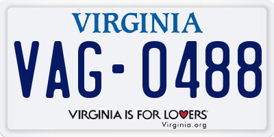 VA license plate VAG0488
