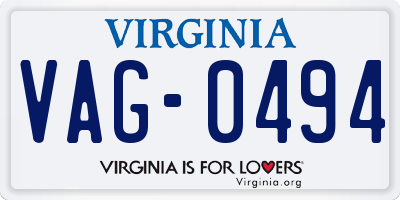 VA license plate VAG0494