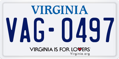 VA license plate VAG0497