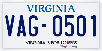 VA license plate VAG0501