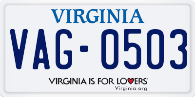 VA license plate VAG0503