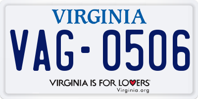 VA license plate VAG0506