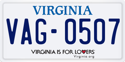 VA license plate VAG0507