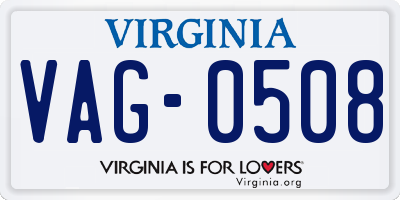 VA license plate VAG0508