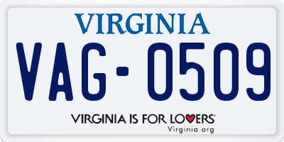 VA license plate VAG0509