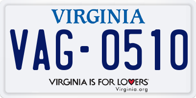 VA license plate VAG0510
