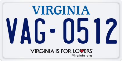 VA license plate VAG0512