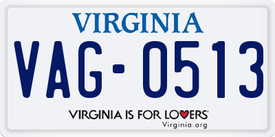 VA license plate VAG0513