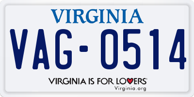 VA license plate VAG0514