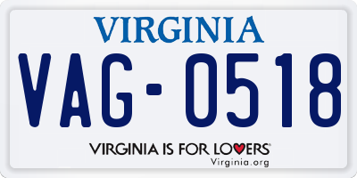 VA license plate VAG0518