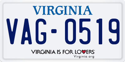 VA license plate VAG0519